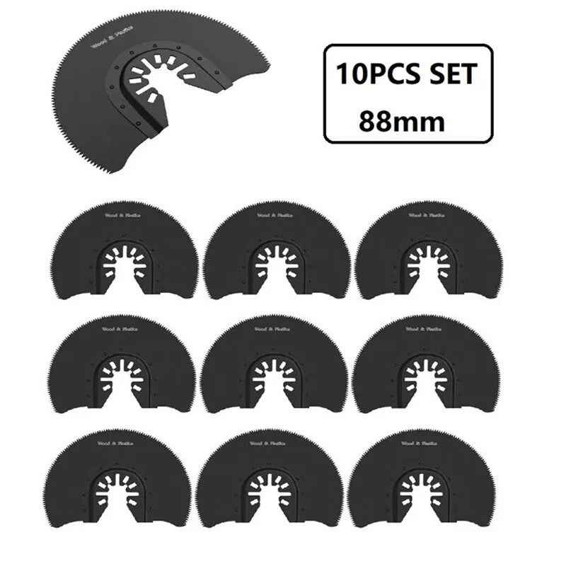 다용도 목공 액세서리용 진동 톱날, 스윙 타입, 반원형 톱날, 10 개, 88mm