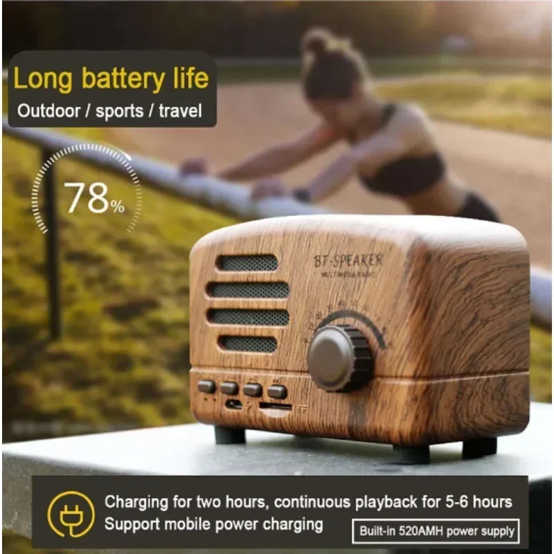 BT01 Retro Bluetooth5.0 Speaker Wooden Old Fashioned Classic Style Strong Bass Enhancement Loud Volume Sound Box With FM Radio 2