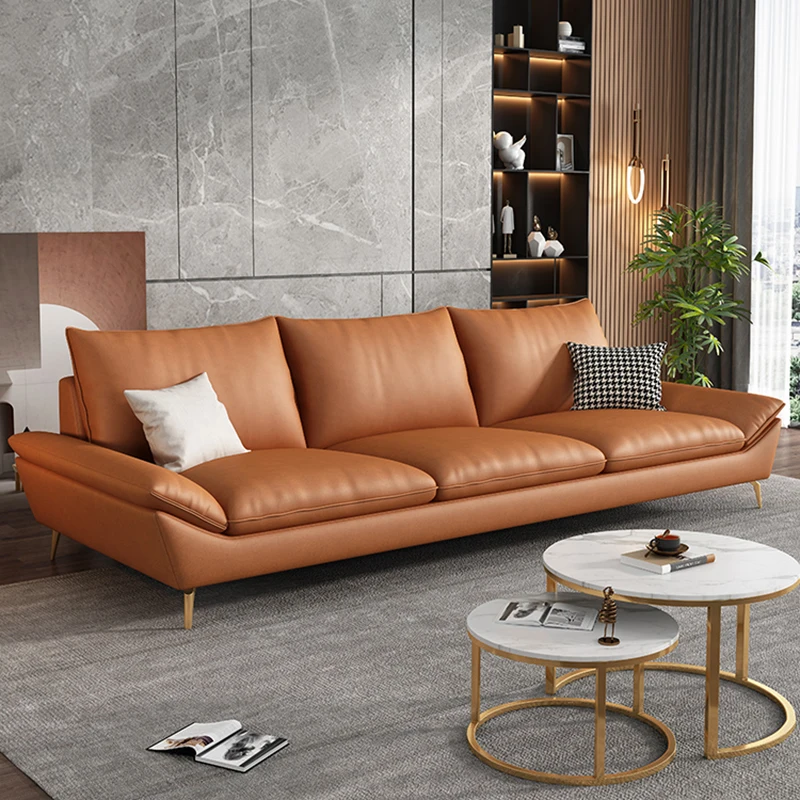 

Relaxing Italian Living Room Sofa Bed Rustic Nordic Foam Sponge Home Use Straight Full Modern Sofa Large Furniture Home Decor