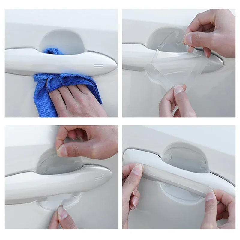 Carbon Fibre Door Bowl Sticker Universal Door Handle Protector Paint Scratch Resistant Anti-bump Strip Decoration Auto Parts