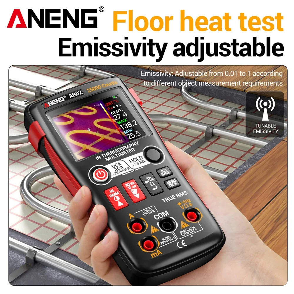 ANENG AR02 2 in1 멀티미터 열화상 카메라 적외선 온도계 240×240 IR 해상도 96×96 IR 센서-20 ° C150 ° C 온도