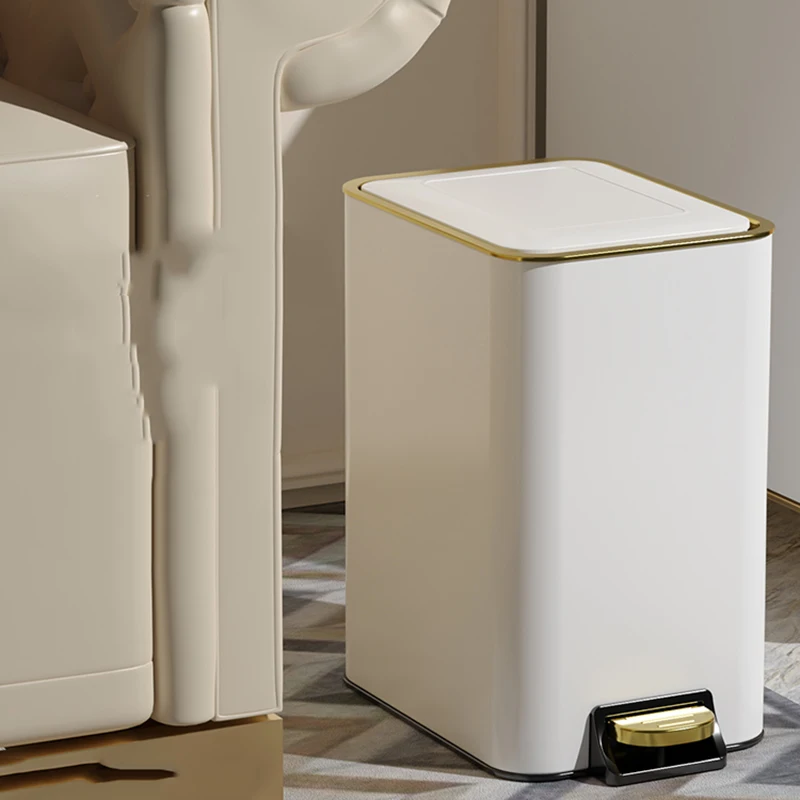 

Living Room Pedal Trash Can Metal Stainless Steel Toilette Rectangle Trash Can Dustbin Toilette Cubo Basura Pet Items Tools