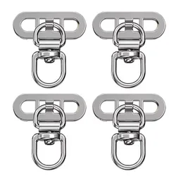 Compact 360° Rotatable Stainless Steel Ultra Thin Phone Lanyard Patch with Metal Hanging Cord Clip (4Pcs Silver)