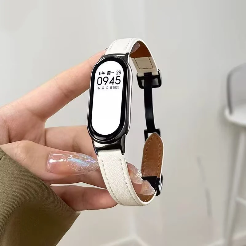 Premium Leather Strap with Magnetic Buckle for Smart Fitness Tracker Bracelet
