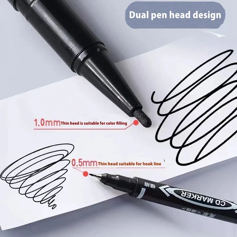 영구 방수 양면 마커 펜, 파인 포인트 펜촉 마커 펜, 레드 블랙 블루 잉크, 0.5mm-1mm, 6 개