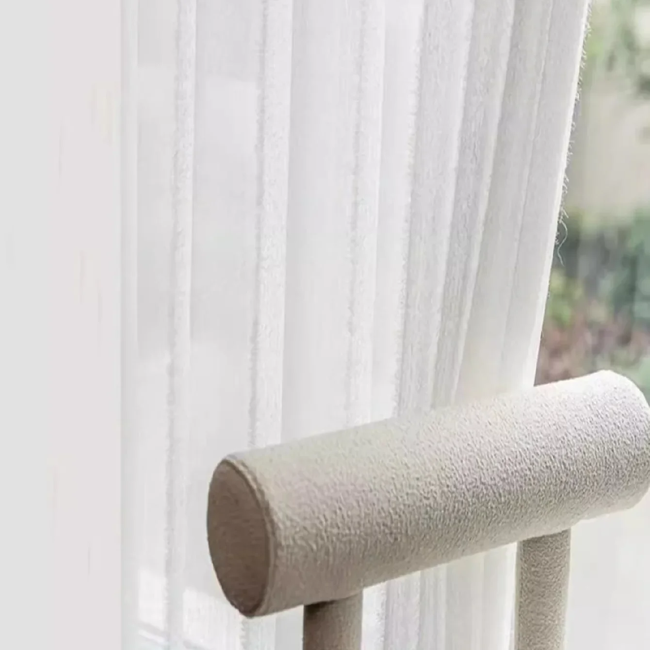 1pc Princess Style Advanced Simplicity Plush Gauze Balcony Bedroom Bay Window Living Room White Tulle 3