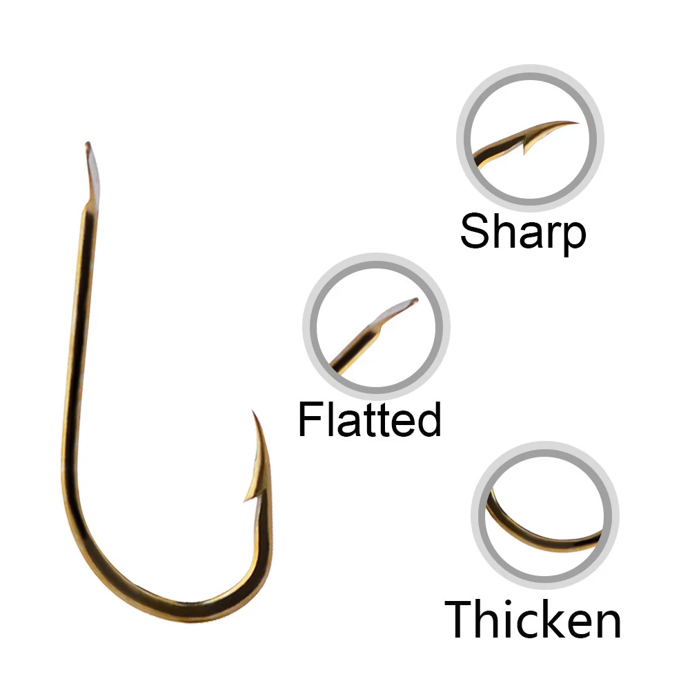 FISH KING 100PCS/Lot High Carbon Steel Flatted Sharp Bronze Crystal Hooks  Fishing Hooks Carp Fishing Accessories With Barbed - AliExpress