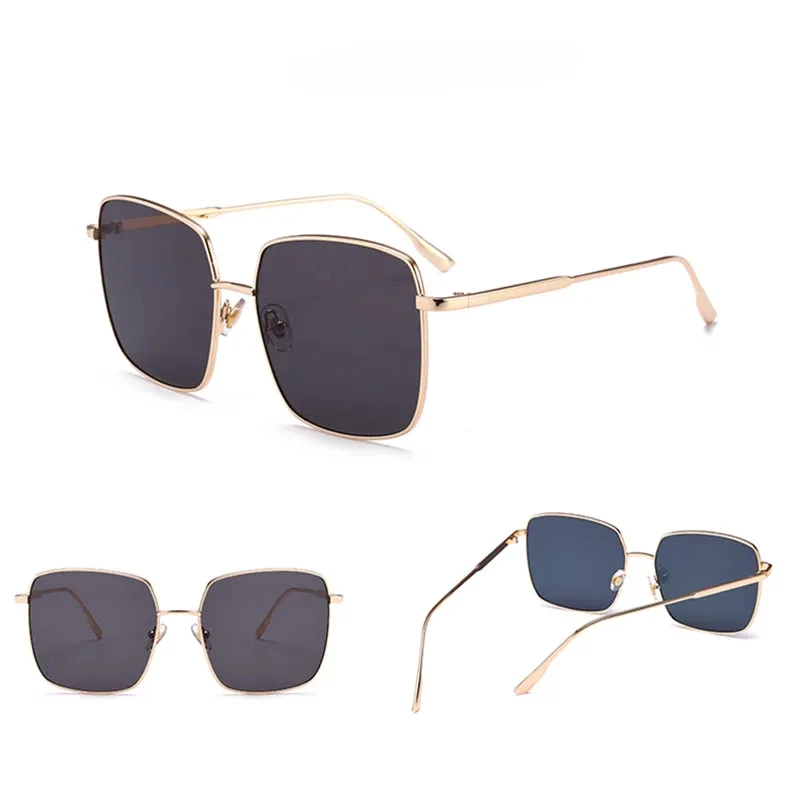 

New Oversized Sunglasses Women Metal Square Sunglass Brand Female Shades Mirror Big Size Frame Sun Glasses Gafas