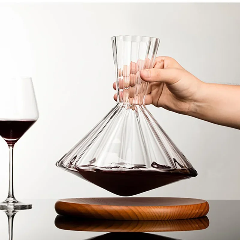 Decanter Per Vino 1500ml Con Base Girevole - In Cristallo Senza Piombo, Per Aerazione Vino Rosso - Foto 5