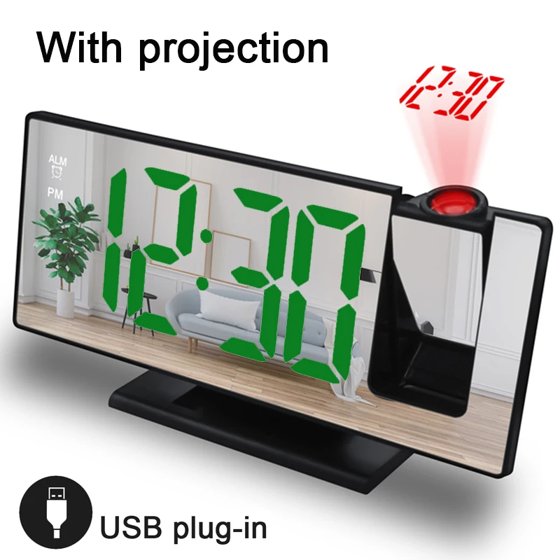 Led Digital Smart Projector Alarm Clock Table Electronic Desktop Clock