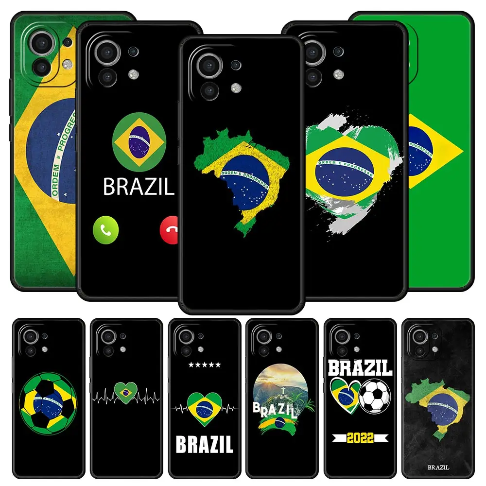 Brazil Brazilian Flag Phone Case For Xiaomi Poco X4 X3 Nfc F3 F4 M3 M4 Mi Note 12T 10 12 11 Ultra 11T Pro 10T Lite 9T 5G Cover