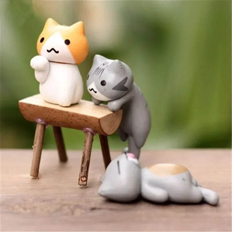 Funny Neko Atsume  Meow Mochi Dango Cat Flower Pot Micro Landscape Mini Doll  Balcony Decorations Flower Pot Home Decor