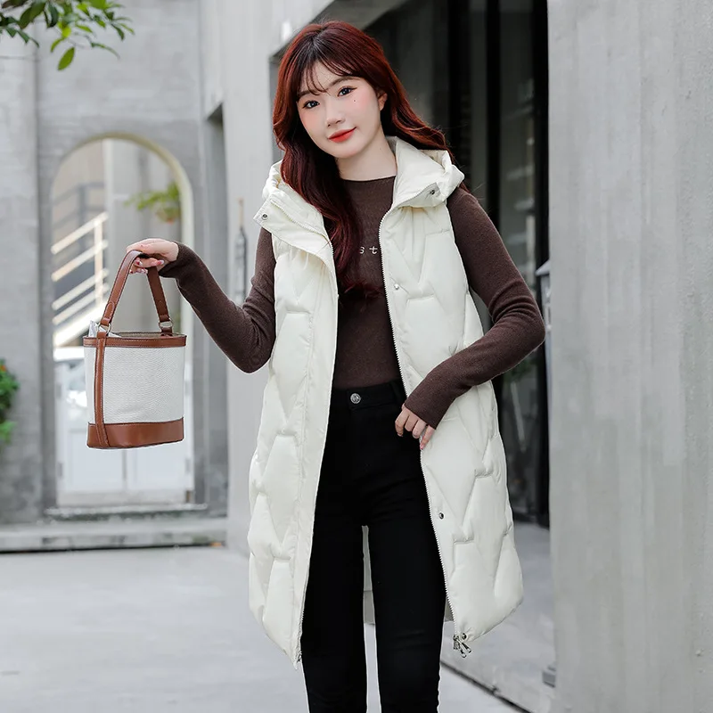 

PinkyIsBlack New 2023 Winter Cotton Vest Women Warm Coat Hooded Long Sleeveless Jacket Overcoat Loose Women Waistcoat Vest Coat