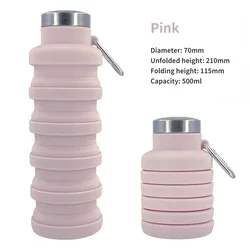 Compact Collapsible Silicone Travel Bottle - Portable and Versatile for Outdoor Adventures and Sports (Pink)