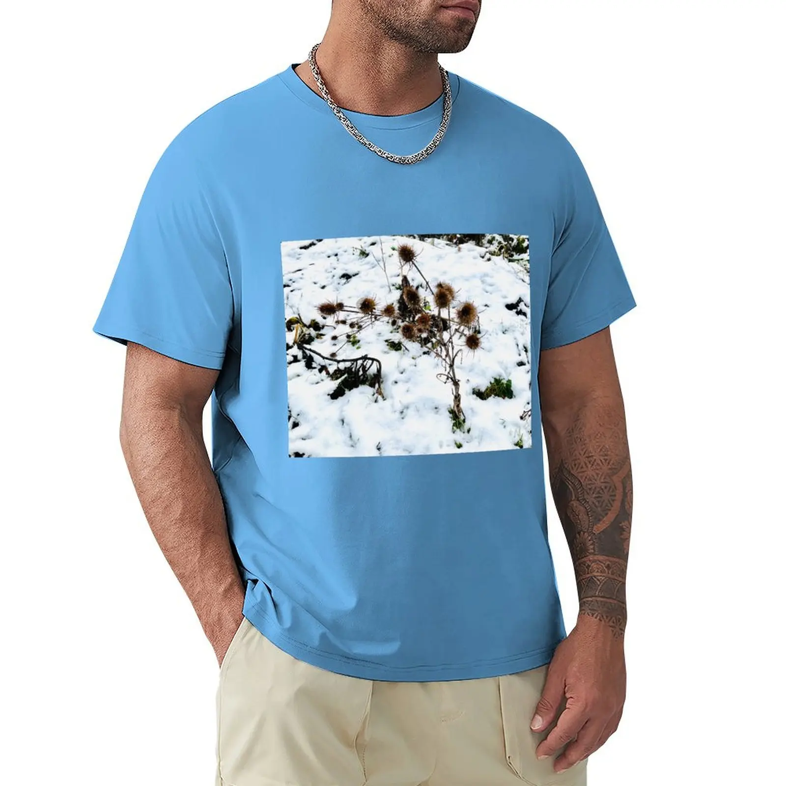 

snowy day plants in the snow T-Shirt graphics quick-drying mens t shirts pack