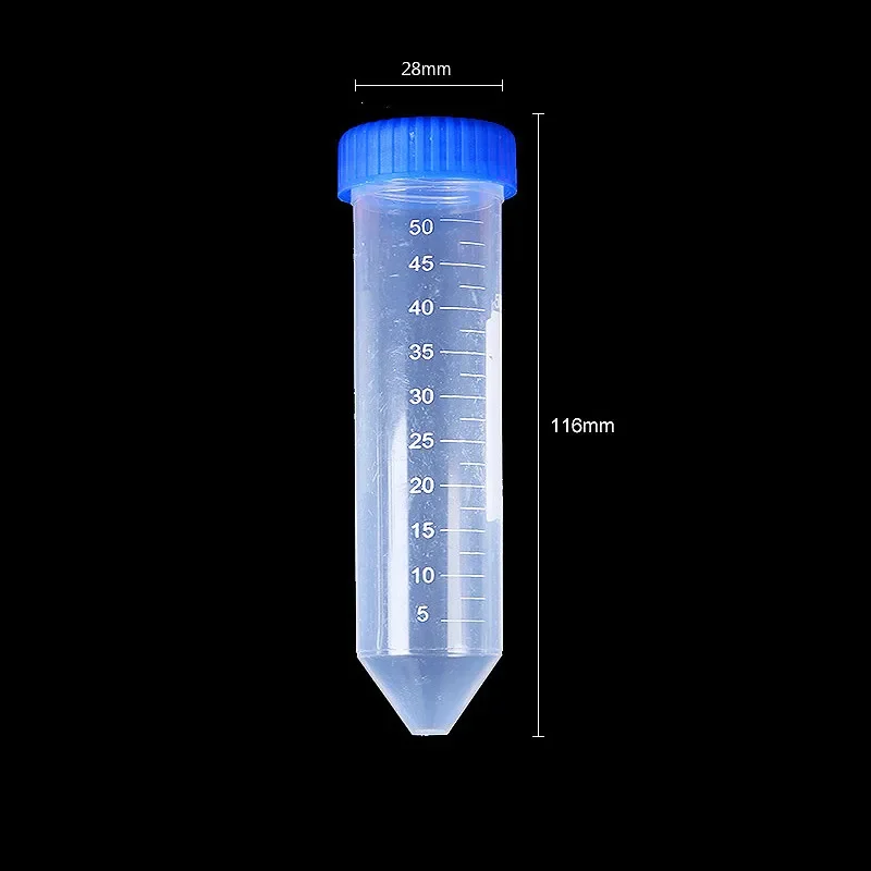 Centrifuge Tube Sample EP Tube 50 ml With Clear Scale Bottom Tip Plastic Test With Screw Cover 50 / PK