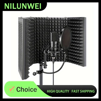 Microphone Isolation Shield – Noise‑Reducing Pop Filter Panel with High‑Density Acoustic Foam 1