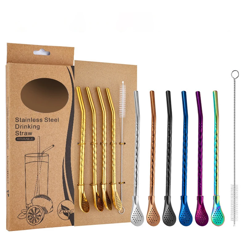 Eco-Friendly Stainless Steel Drinking Straws with Cleaning Brush