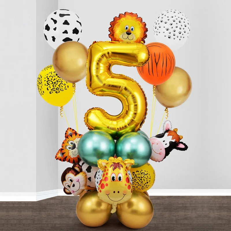 thumbnail image 1 of Decoraciones para fiestas de cumpleaños con animales de la jungla Wild One Woodland Safari Platos de papel Vasos Servilletas Globos Suministros para baby shower para niños, 1 of 5