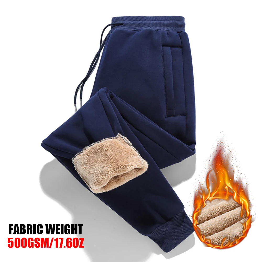 Winter Lamb Pants Men Thick Lambswool Warm Sweatpants Thermal Casual Trousers Joggers Thicker Sports Trouser Plus Size_voghion.com