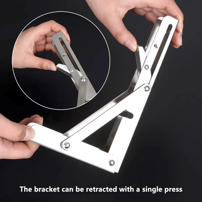 Folding Shelf Bracket 2Pcs Triangle Heavy Support Adjustable Wall Shelves Mounted Bench Table Home Hardware with Screws