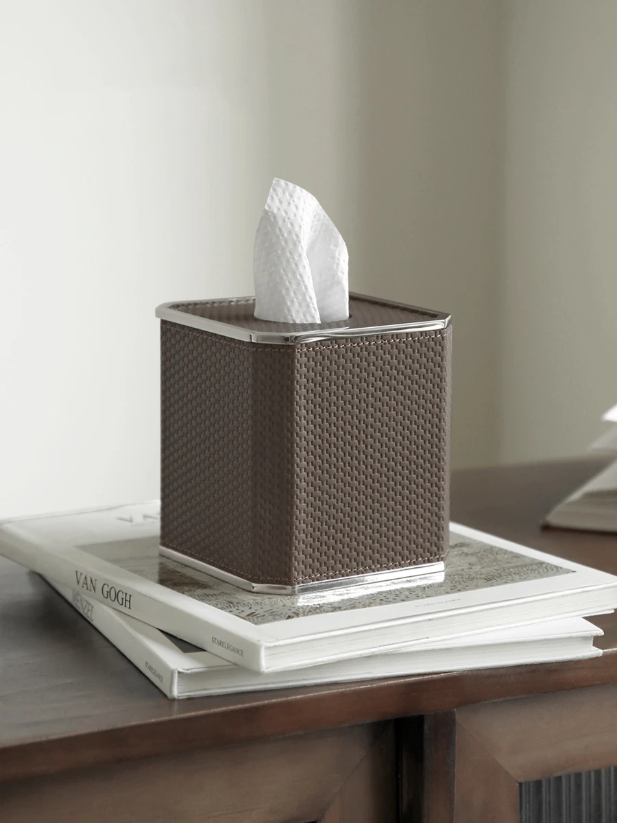 Luxury Tissue Box Hotel High-End Metal Roll Paper Box Home Living Room Desktop Decoration Ornaments Viano Roll Paper Towel Box 3