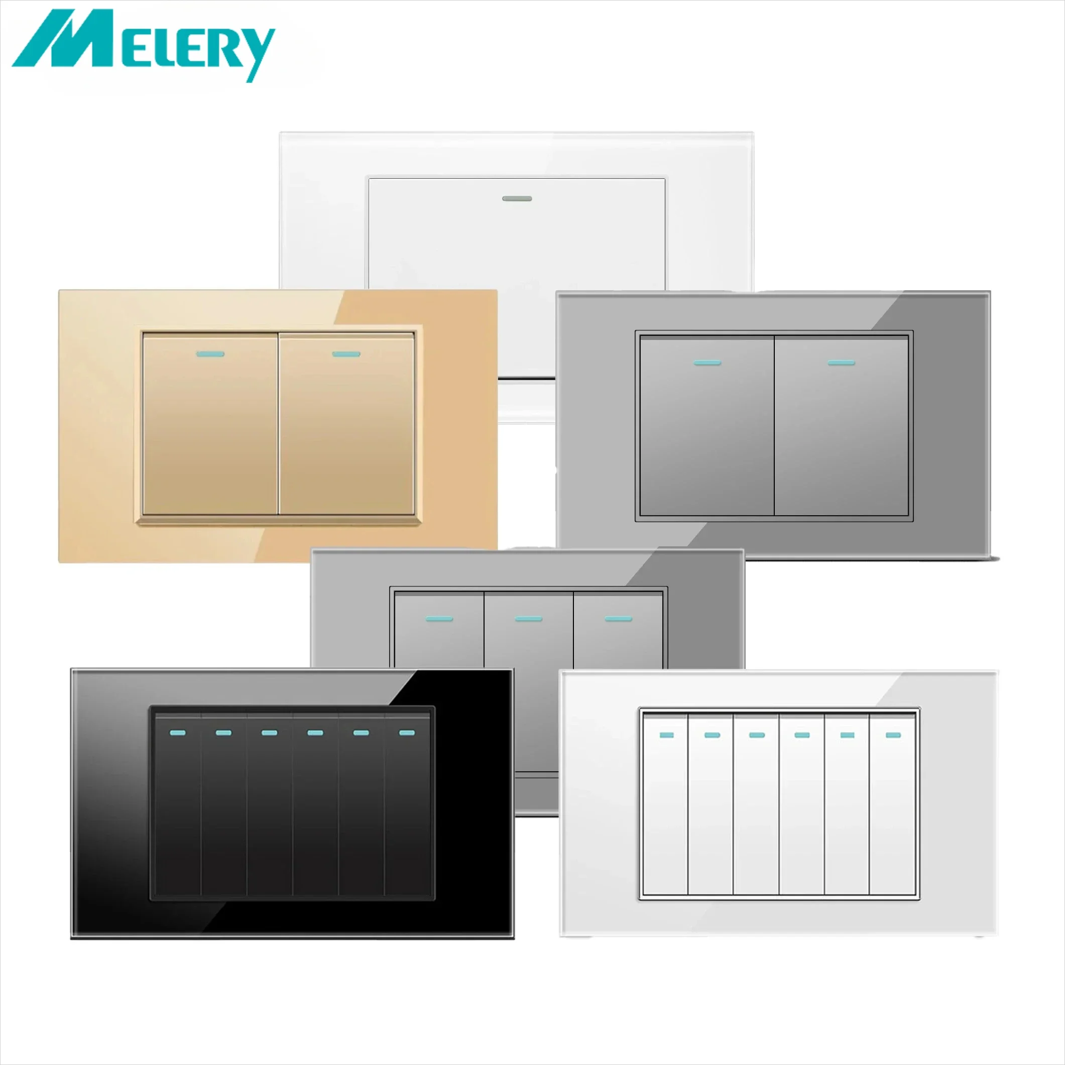 สวิตช์ไฟ Melery US Mexico 4x2 แบบติดผนัง อิตาลี ชิลี กระจกทนความร้อน รูปทรงสี่เหลี่ยมผืนผ้า สำหรับบ้าน สำนักงาน ห้องครัว สีขาว อุปกรณ์ไฟฟ้า 1