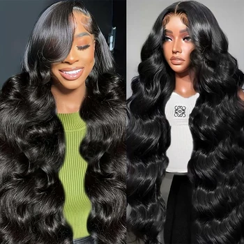 13x6 13x4 Body Wave Lace Front Wigs Human Hair Pre Plucked 200% Density HD Transparent Lace Frontal Wigs for Women 1