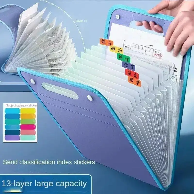 13 Pocket File Folders Portable A4 Letter Size Expanding Folders Document Organizer for Classroom Office Storage file folder