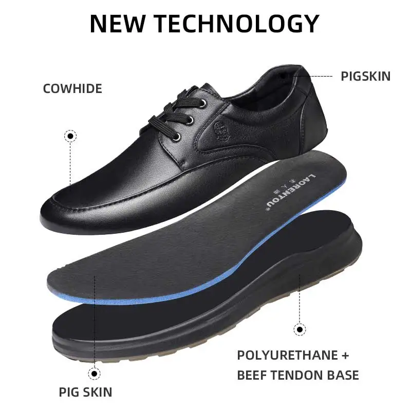 LAORENTOU real leather business casual leather shoes, soft leather, breathable thick sole, comfortable middle-aged shoes 232636 4