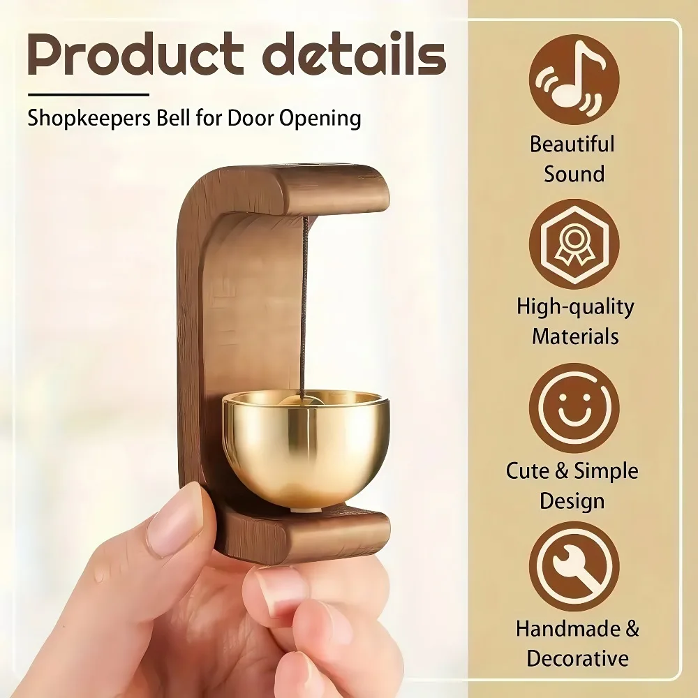 1pc Magnetic Doorbell,Wind Chime,No Batteries Needed, Magnetic Doorbell with Adhesive Backing, Wood Doorbell for Front Door