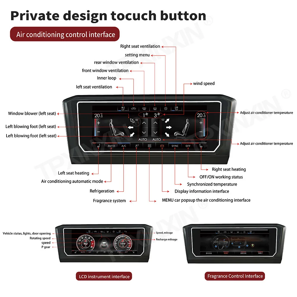 

LCD Touch Screen AC Board Air Conditioning Panel For Volkswagen Air Conditioning Lower Screen Auto player Accessories Parts