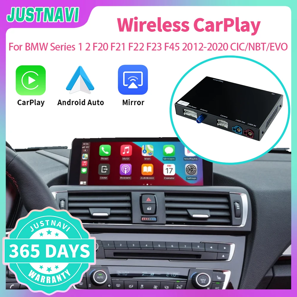 

JUSTNAVI Wireless CarPlay For BMW Series 1 2 F20 F21 F22 F23 F45 2012-2020 CIC NBT EVO System With Android Auto Mirror Link