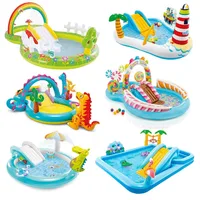 PVC Children's Inflatable Paddling Pool Crocodile Whale Dinosaur Volcanic Island Rainbow Candy Unicorn Gifted Inflatable Pump 1