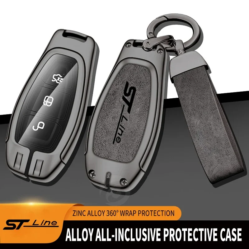

Car Key Pack for Ford ST Line Fiesta Focus Mondeo Ecosport Kuga Puma Edge Escape Metallic Leather Car Key Fob Case Accessories