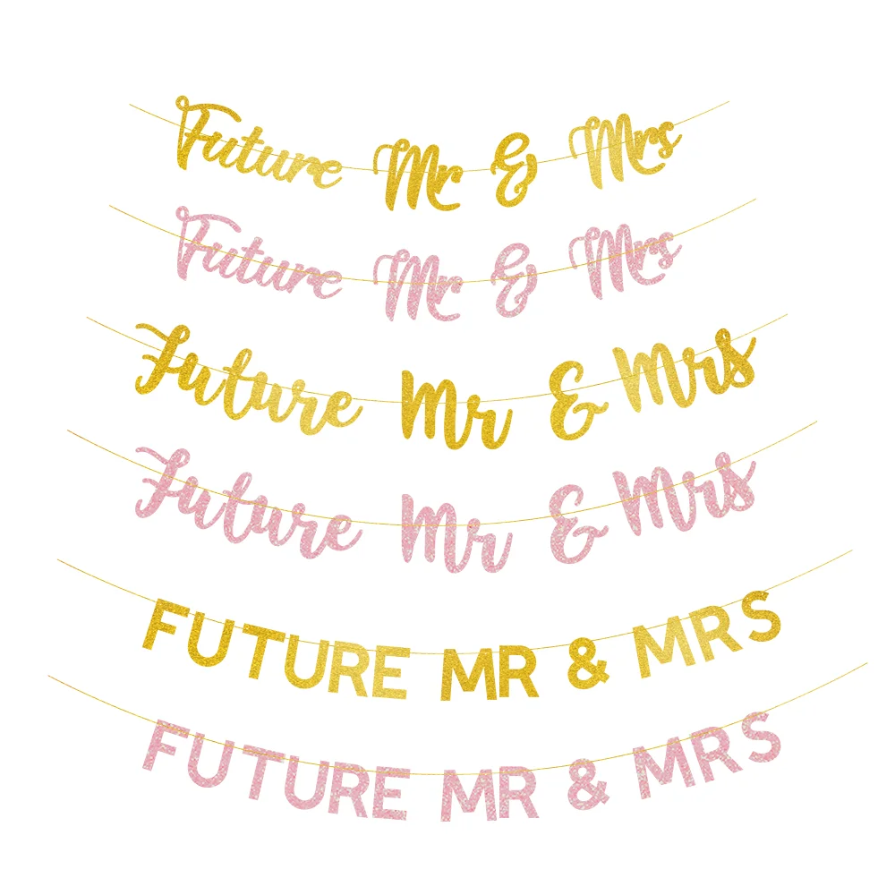 

[Новый дизайн] Блестящий Золотой баннер Future Mr & Mrs для свадебной вечеринки, помолвки, девичника