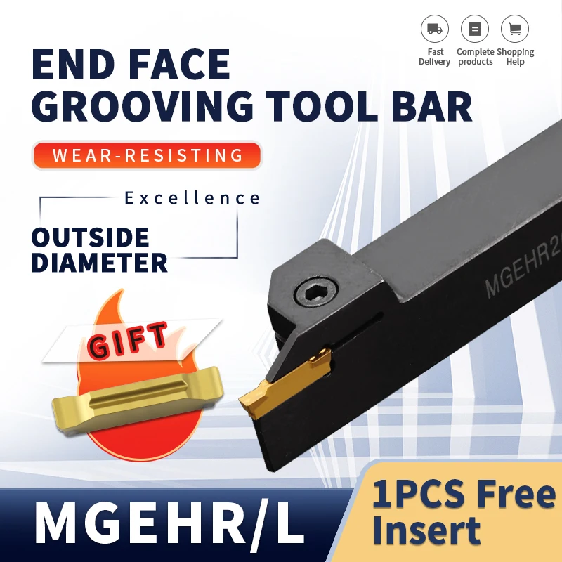 

MGEHR/L Complete Series MGEHR1616/2020/2525/3232-1.5/2/2.5/3/4/5 External Grooving Turning Tool Holder+1pc MGMN Carbide Insert