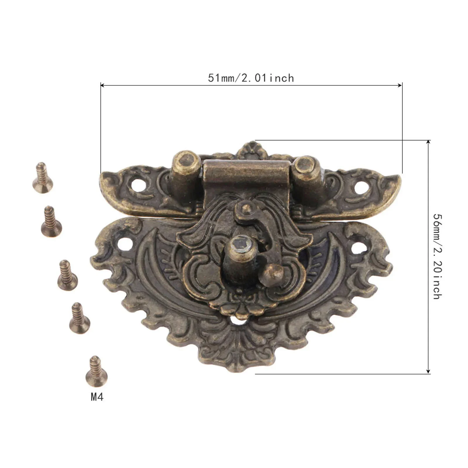 Jewelry Box Hasps Antique Bronze Hasp Latch Mini Cabinet Buckle Decorative Handle 50*56mm