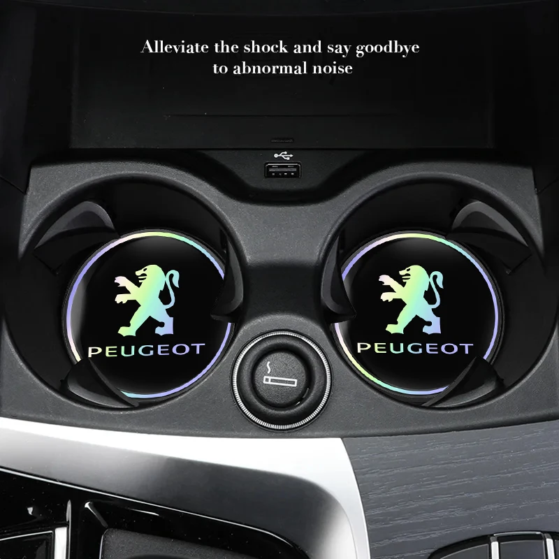 2Pcs Car Cup Holder Anti Slip Coasters Pads Interior Accessories For Peugeot 408 4008 308 3008 Rifter 5008 508 2008 208 301 RCZ
