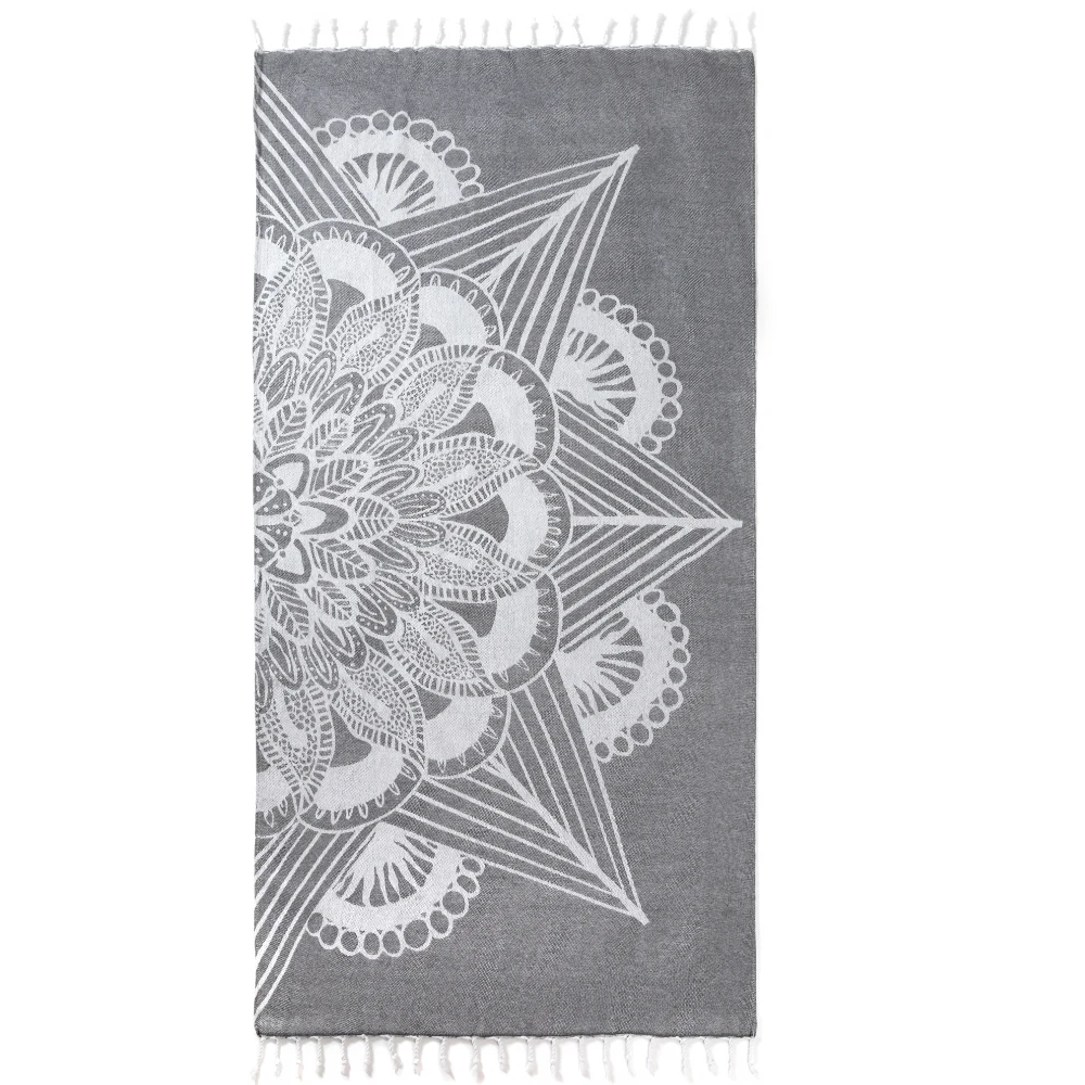 Turkish Tassel Beach Towel, Turtle, Mandala Flower, Lattice Design, Soft Anti-sand Lightweight Swimming Adult Towel