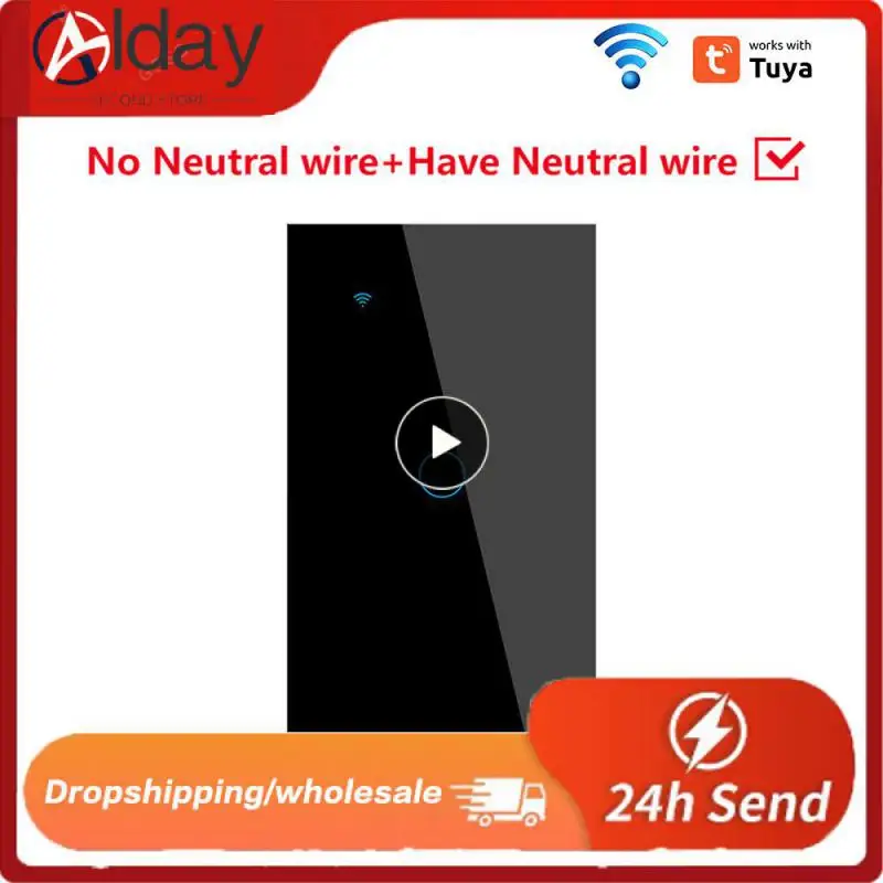 

Умный настенный сенсорный выключатель, 1 шт., с нейтральным/без нейтрального, без конденсатора Smart Life/Tuya, совместим с управлением в 2/3 направлениях