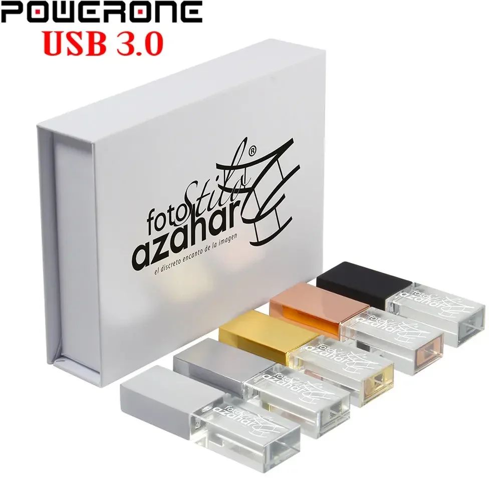 무료 로고 USB 3.0 플래시 드라이브, 128GB 크리스탈 메모리 스틱, 64GB 고속 펜 드라이브, 32GB 결혼 선물, 16GB U 디스크, 8GB