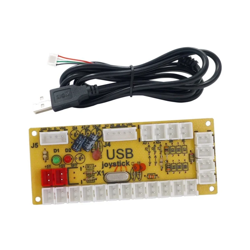 5V LED 제로 딜레이 보드 아케이드 게임 USB 인코더 PC용 라즈베리 파이 조이스틱 컨트롤 푸시 버튼 연결 케이블 사용하기 쉬움