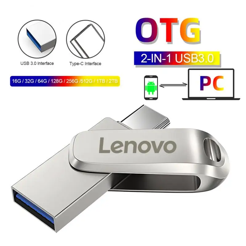 Lenovo Usb 3.0 Usb Flash Driver 128Gb Type-C Otg 256Gb Pen Drive 1Tb 2Tb Pendrive Memory Usb Stick Helloween Regalo Per Pc