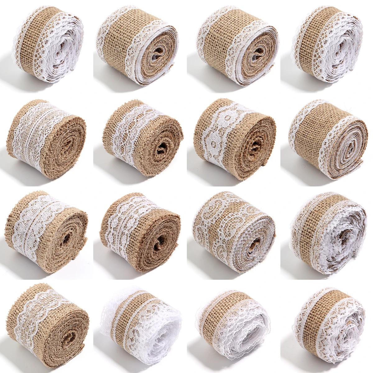 2yards/roll Natural Lace Linen Jute Ribbons Wedding Decor DIY Handcraft Gift Rutual Flower Bouquet Pack Party Decor