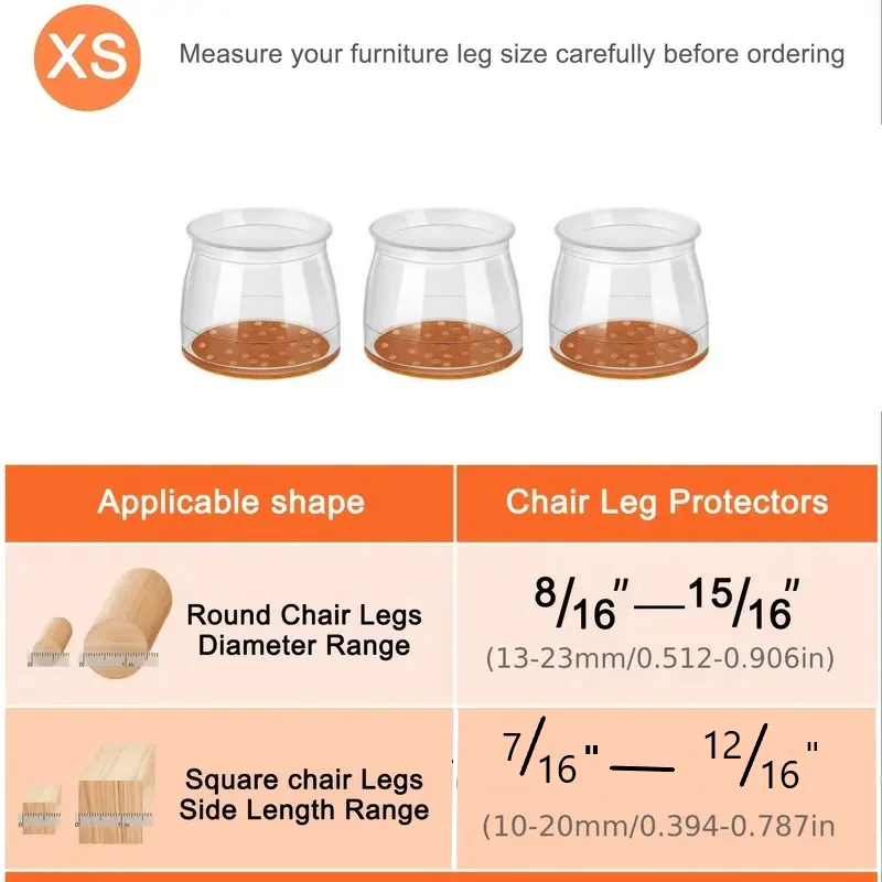 Ultra-Small Silicone Chair Foot Covers with Felt Pads - Noise-Reducing Floor Protectors (16/24/36 Pack)