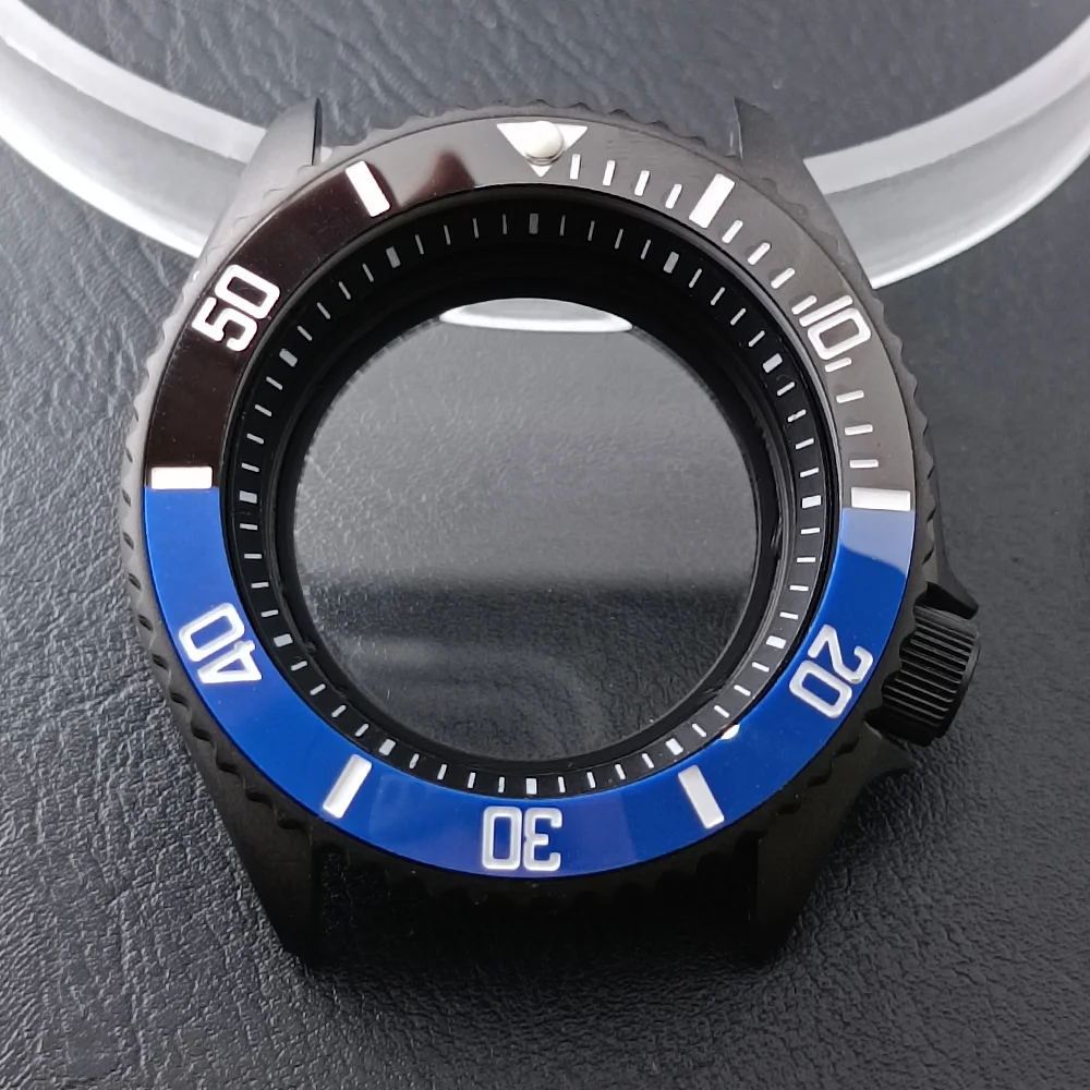 High-Quality 42mm Men's Steel Black Watch Case with Sapphire Glass and 22mm Band