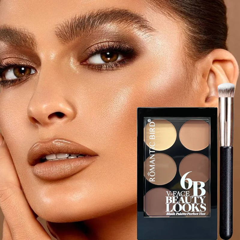 6-color Matte Contouring Brush Set Waterproof Long-lasting Color development Compact Shade Powder