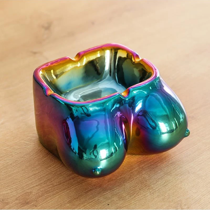 Sexy Chest Ashtray Electroplated Ceramic Ashtray Body Art Home Decoration Ornaments Cigarette Accessories Men's Gifts