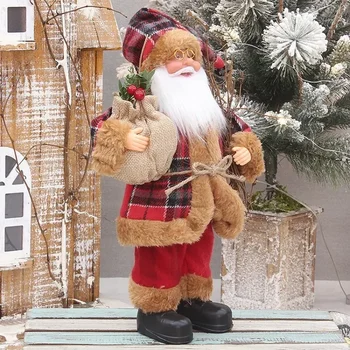 1PCS 2025 Christmas Decoration for Home Santa Claus Plush Doll 30cm Navidad Party Decor Xmas Ornaments New Year Gift 1